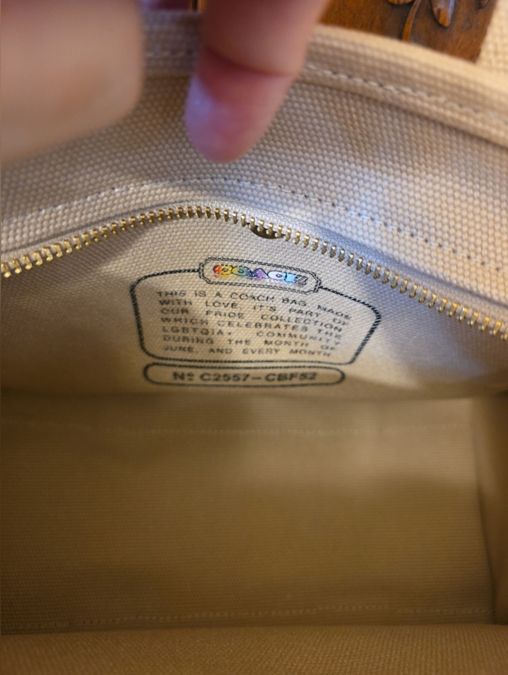 Coach Pride Rainbow Field Tote 22 Canvas Beige Bag--NWOT - Picture 8 of 11